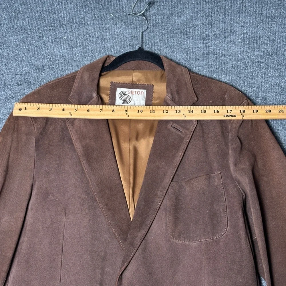 Vintage Silton Mens 40 Brown Suede Leather Western Blazer Jacket Sport Coat - Picture 14 of 16